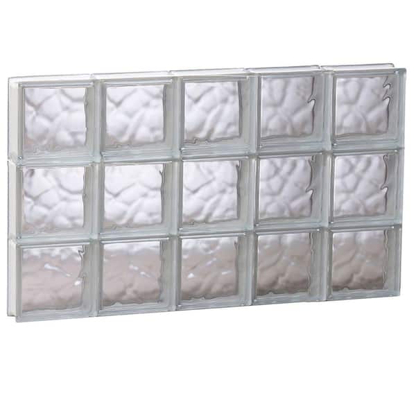 Clearly Secure 38.75 in. x 23.25 in. x 3.125 in. Frameless Wave Pattern Non-Vented Glass Block Window