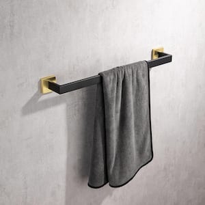 4-Piece Bath Hardware Set Combo With Robe Hook 24 in. and 12 in. Towel Bar, Tissue Holder in Black Gold