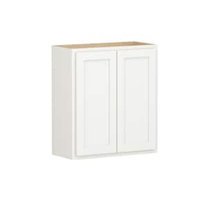 Shaker Partial Overlay 27 in. W x 12 in. D x 30 in. H Plywood Assembled Wall Kitchen Cabinet in Linen White