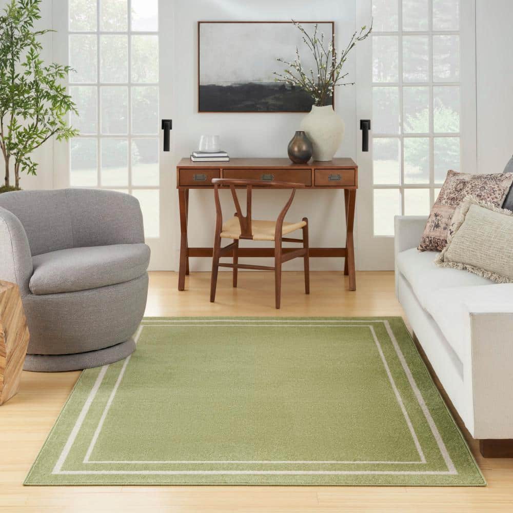 Green Ivory Easy-Care Solid 5' x 7' Outdoor Rug