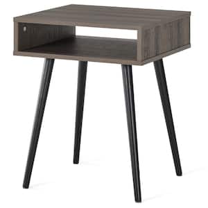 Nowway 18 in. Natural Wood End Table with Open Storage