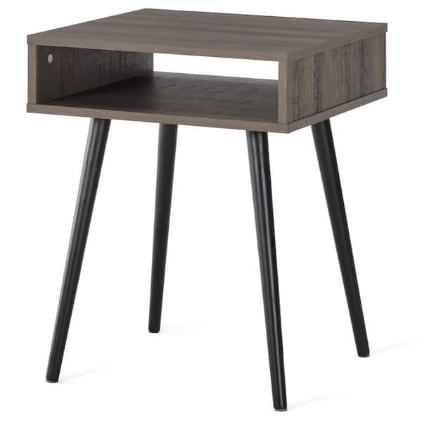 WAMPAT Nowway 18 in. Natural Wood End Table with Open Storage