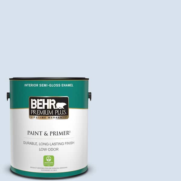 BEHR PREMIUM PLUS 1 gal. #580A-2 Icy Bay Semi-Gloss Enamel Low Odor Interior Paint & Primer