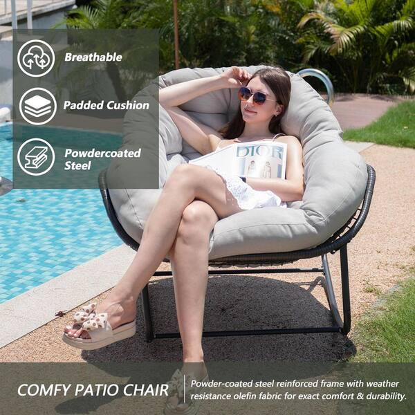 Tenleaf Rattan Rope 37 in. W Metal Outdoor Rocking Chair