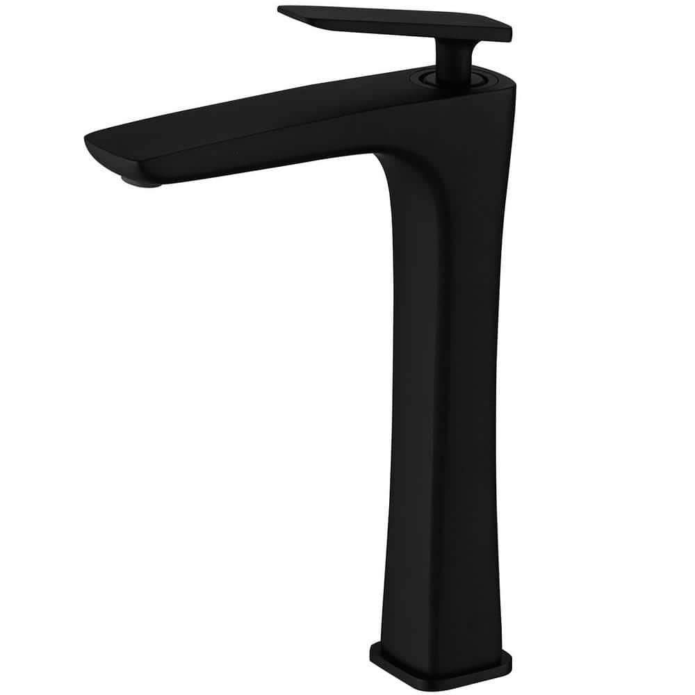 Matte Black Tall Single Handle Vessel Sink Faucet