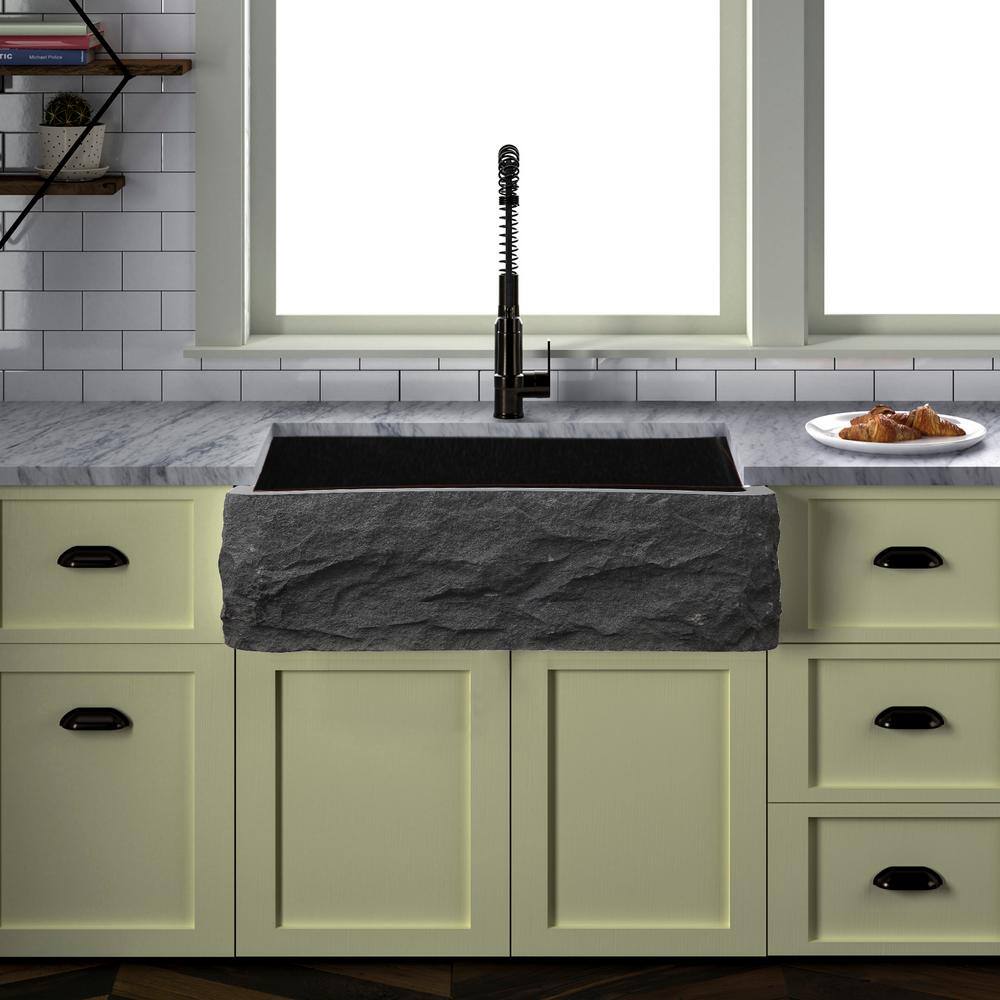 Birgitta 24'' Black Granite Farmhouse Single Bowl Sink