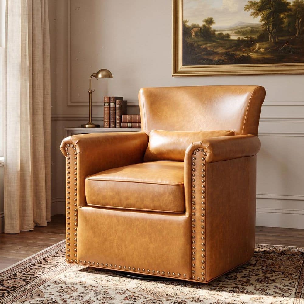 CHRISTOPHER KNIGHT HOME Modern Yellow Nailhead Trim PU Faux Leather ...