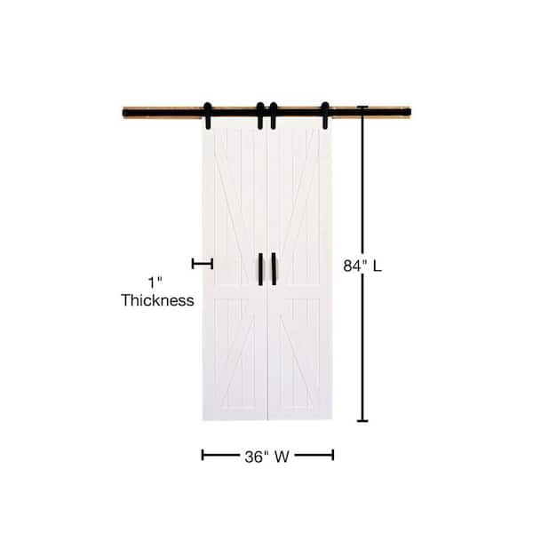 42 in. x 84 in. Board and Batten Primed Solid Wood Split Barn Door with Hardware Kit 42 in. x 84 in. Board and Batten Primed Solid Wood Split Barn Door with Hardware Kit
