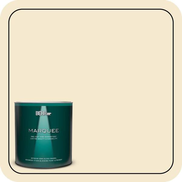 BEHR MARQUEE 1 qt. #360E-1 Creme Brulee Semi-Gloss Enamel Interior Paint & Primer