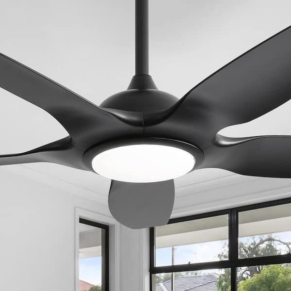 Sofucor 48 in. Indoor Noiseless Black Integrated LED Reversible Ceiling Fan with 5-Blade DC Motor Remote Control