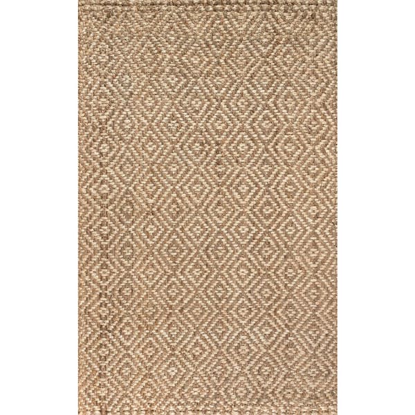 Hira Hand Woven Diamond Chunky Jute Natural 4 ft. x 6 ft. Area Rug