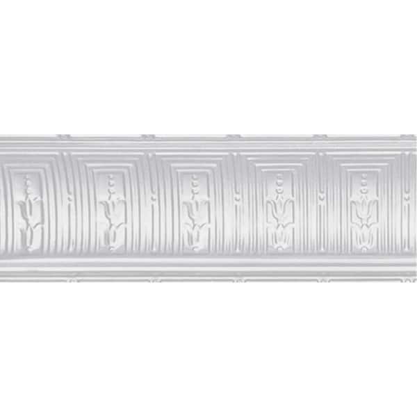 Shanko 8-3/4 in. x 4 ft. x 8-3/4 in. Powder-Coated White Nail-up/Direct Application Tin Ceiling Cornice (6-Pack)