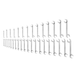 3/8 - 1 in., 10 - 27 mm Angle Head Open End Wrench Set (27-Piece)