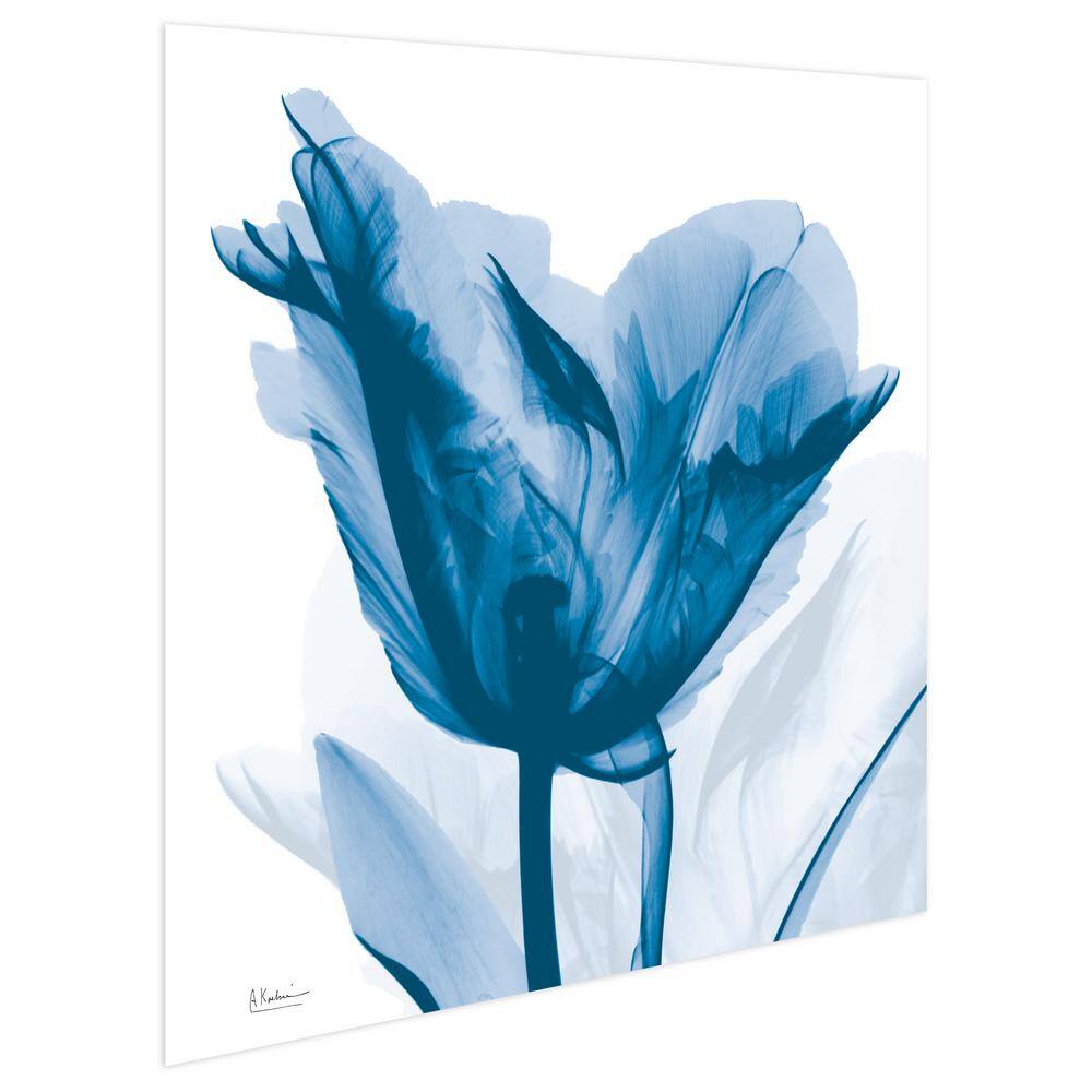 Lusty Blue Tulip 24" Frameless Tempered Glass Wall Art