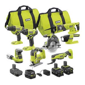 RYOBI ONE+ 18V Cordless 8-Tool Combo Kit with 3 Batteries and Charger
