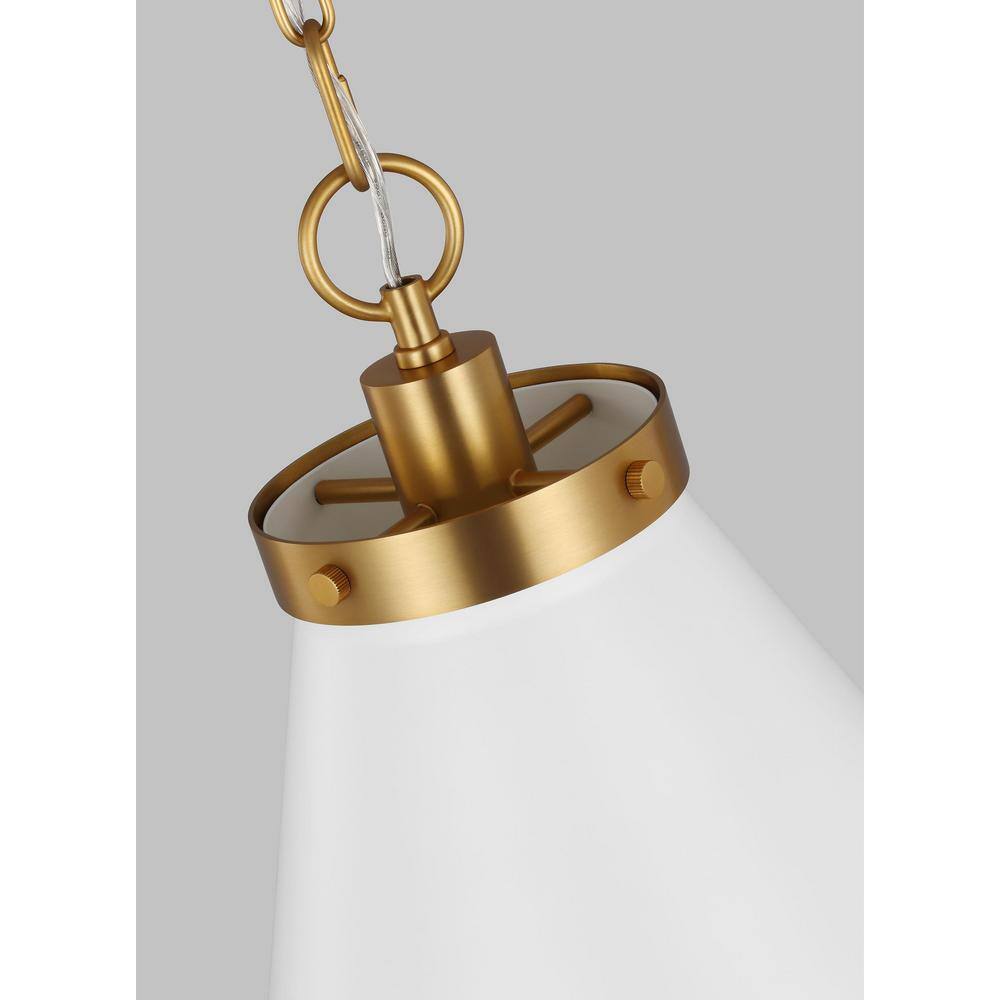Matte White and Gold 19.5" Indoor/Outdoor Pendant Light