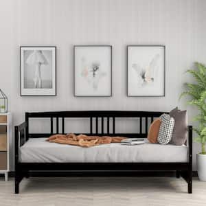 Espresso Modern Twin Solid Wood Daybed with Considerate Design of 3-Side Rail