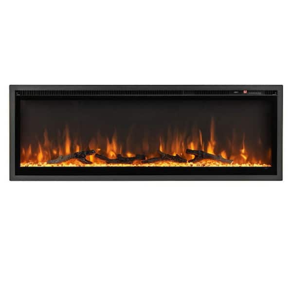 50 in. Wall Mounted/Recessed Electric Fireplace Insert with Thermostat, 9 Flame Colors and Remote Control