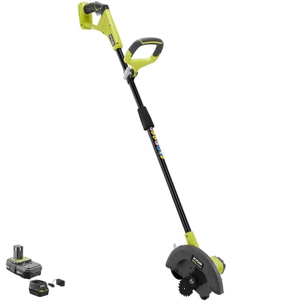 RYOBI ONE+ 18V Cordless Battery Edger with 3-Pack of Edger Blades, 2.0 Ah Battery, and Charger