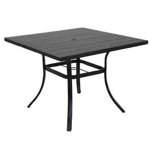 37 in. L x 37 in. W x 29 in. H Cast Aluminium Square Outdoor Side table Patio Bistro Bar Table with Umbrella Hole