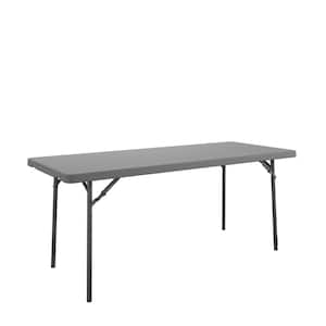 60 in. L, Rectangle, Gray Blow Molded Plastic Top Folding Banquet Table, Set of 1