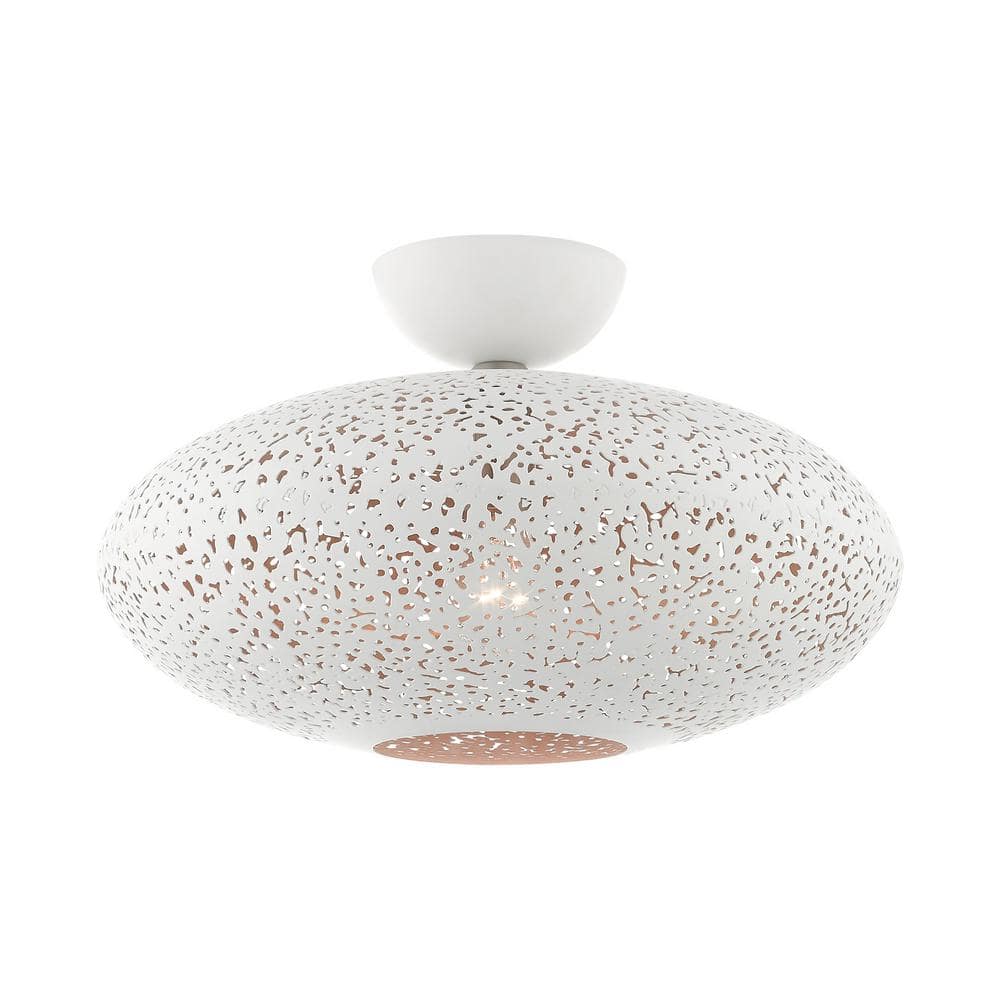 Charlton 1 Light White with Brushed Nickel Accents Semi Flush Mount