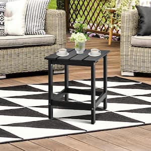 Black Square Wood 18 in. Outdoor Coffee Table Side End Table Suitable for Garden Patio Balcony