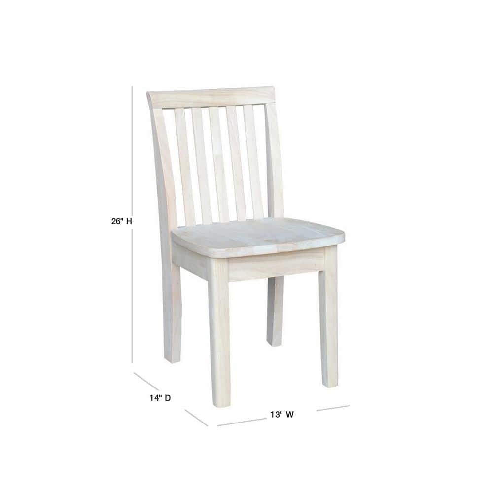 Eco-Friendly Traditional Parawood Mission Kids' Chairs, Unfinished - Set of 2
