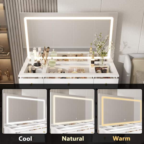 Have a question about FUFU&GAGA White Makeup Vanity Desk 11