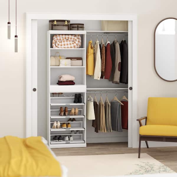 ClosetMaid Mosaics 61.53 in. W White 9-Shelf 2-Hang Rod Wood