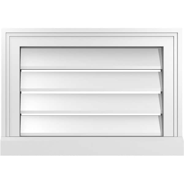Ekena Millwork 20 in. x 14 in. Vertical Surface Mount PVC Gable Vent: Functional with Brickmould Sill Frame