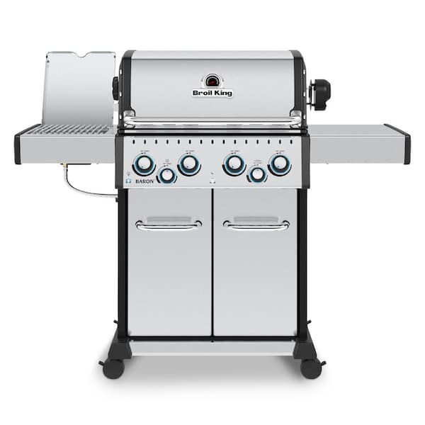 Broil King Baron S 490 Pro IR 4-Burner Natural Gas Grill in Stainless Steel with Infrared Side Burner and Rear Rotisserie Burner