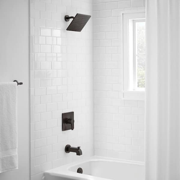 Modern Single-Handle 1-Spray Tub and Shower Faucet 1.8 GPM in Bronze (Valve Included)