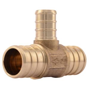 3/4 in. PEX Barb x 3/4 in. PEX Barb x 1/2 in. PEX Barb Brass Reducing Tee Fitting (10-Pack)