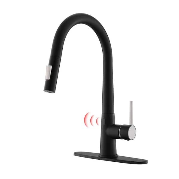 Single Handle Touchless Pull Down Sprayer Kitchen Faucet with Advanced Spray 1 Hole Kitchen Sink Faucets in Matte Black