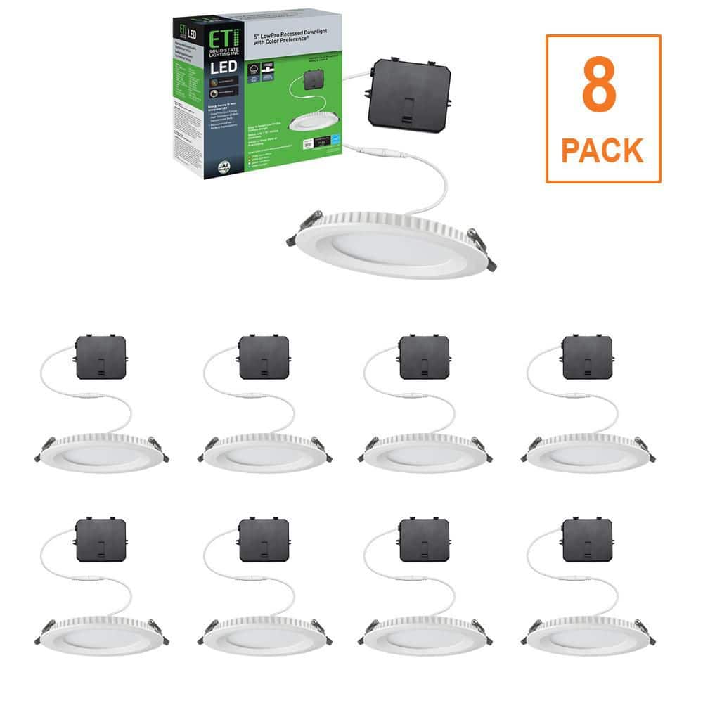 ETI LIGHTING 8-pack 5 in. Canless Adjustable CCT Integrated LED