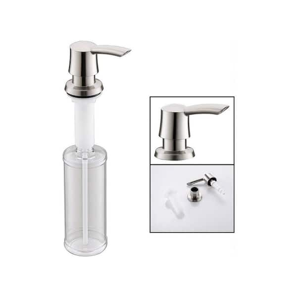 The Plumber's Choice Kitchen Sink Stainless Steel Soap Dispenser Built-in Design for Counter Top with Large Liquid Bottle in Brushed Nickel