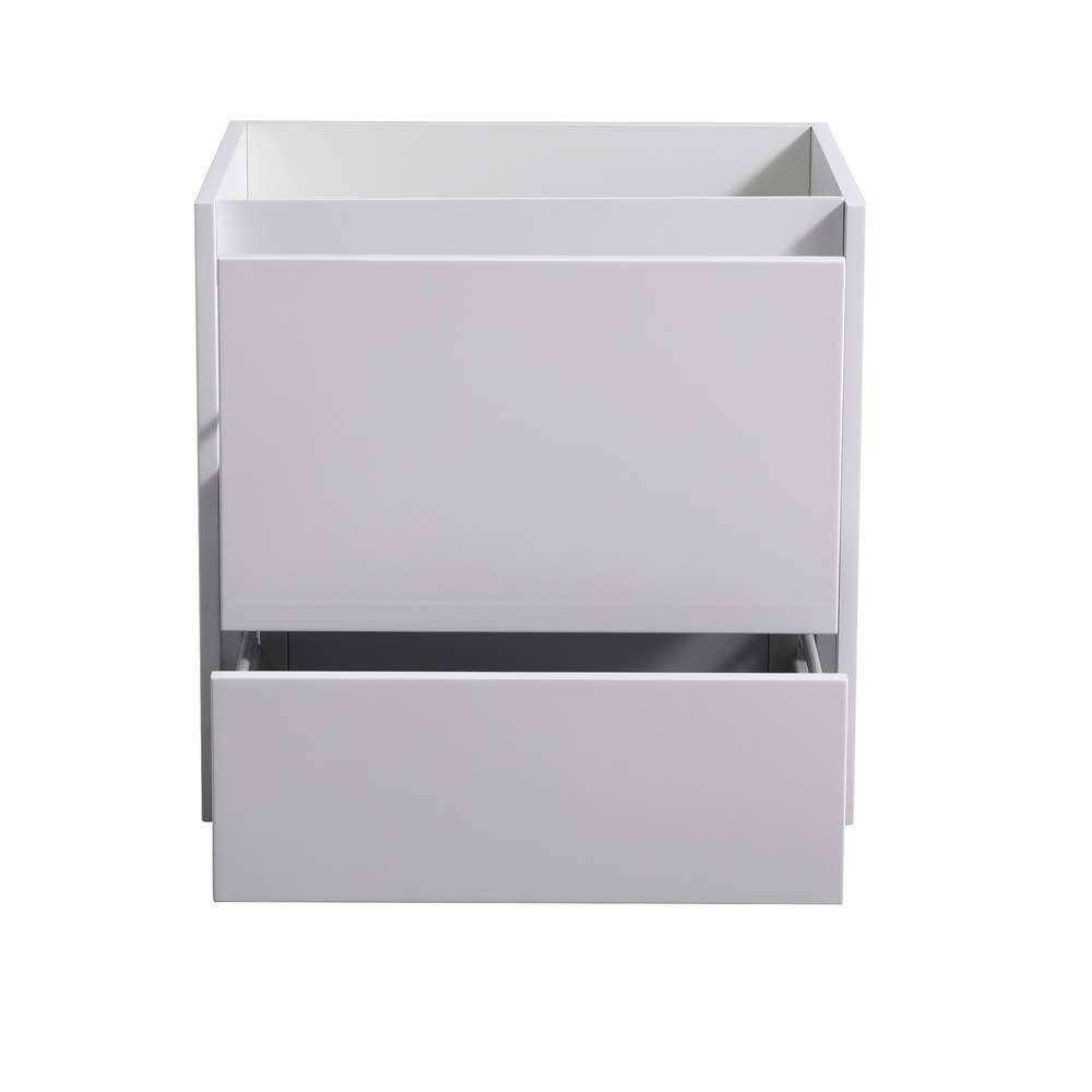 Glossy White 24" Solid Wood Wall-Mounted Modern Vanity Cabinet