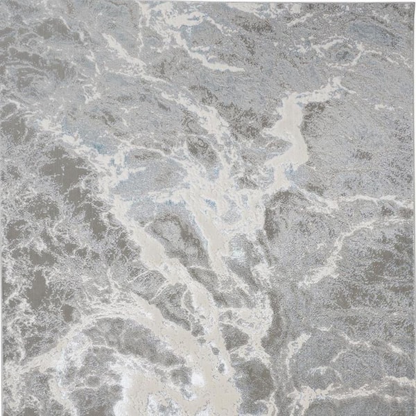 2 x 3 Gray, Ivory Abstract Area Rug