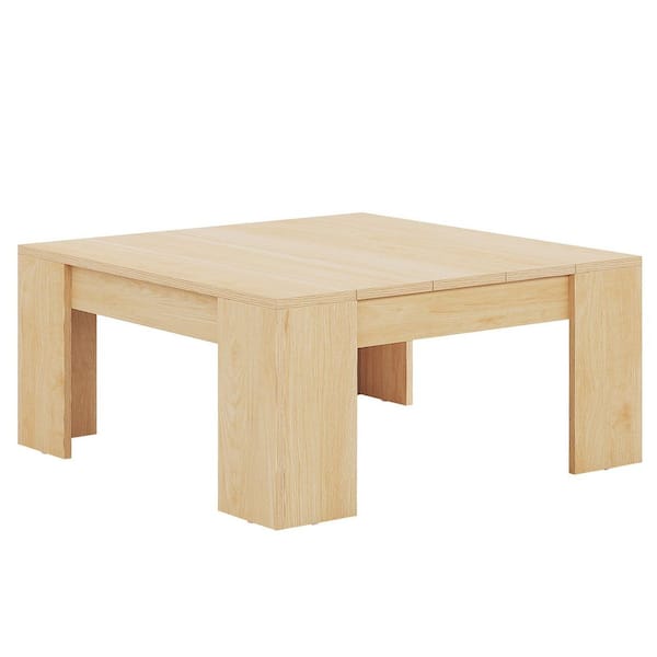 BYBLIGHT Kerlin 38.8 in. Light Oak Square Wood Coffee Table with Sturdy Wooden Legs
