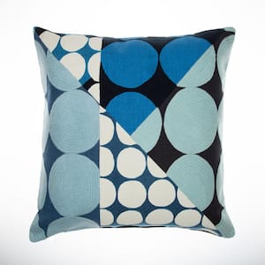 Stacy Garcia Blue/Multicolor Geometric Hand-Woven 20 in. x 20 in. Indoor Throw Pillow
