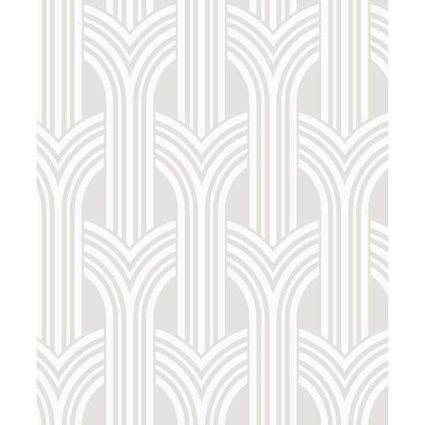 31.35 sq. ft. Pearl Geometric Arches Vinyl Peel and Stick Wallpaper Roll