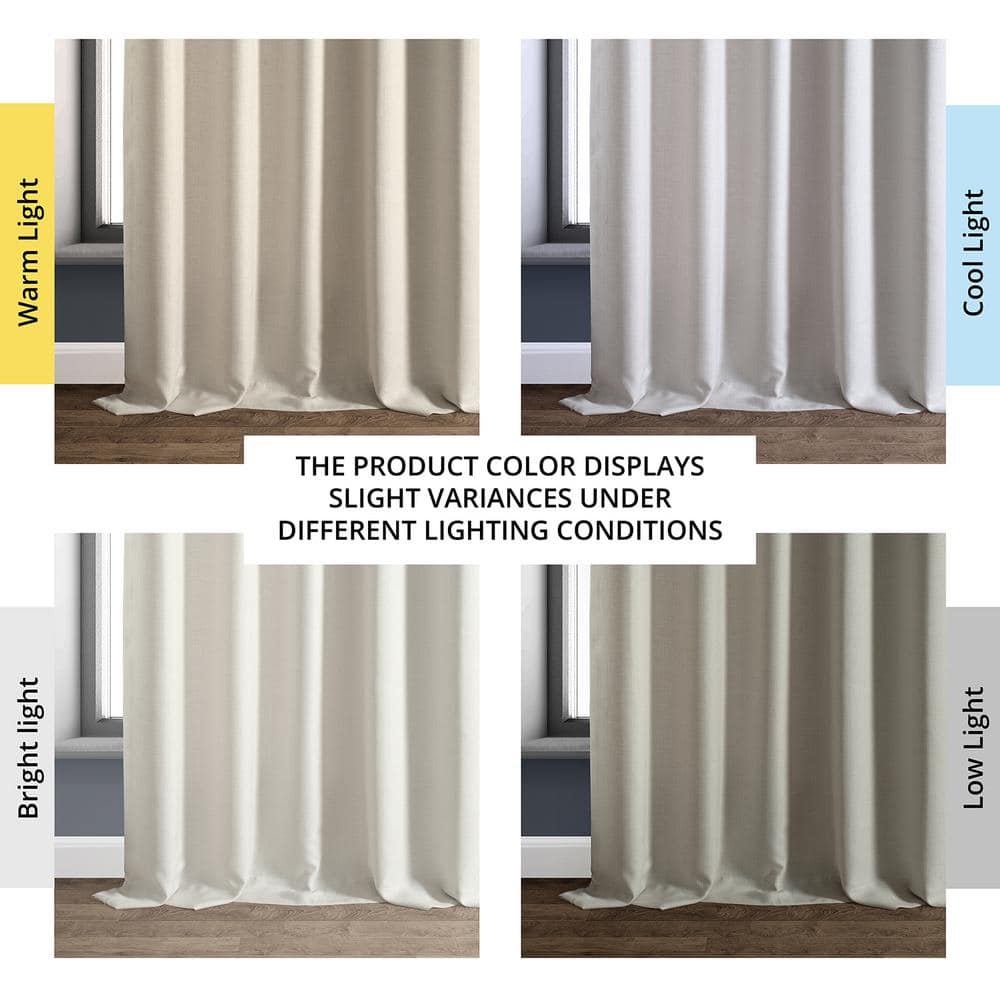 Parchment Cream Faux Linen Room Darkening Curtains 50" x 108"