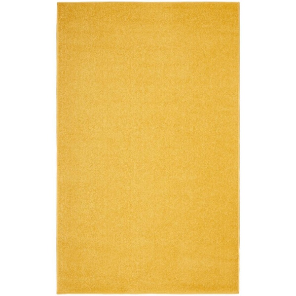 Essentials 3 ft. x 5 ft. Yellow Solid Contemporary Indoor/Outdoor Patio Kitchen Area Rug
