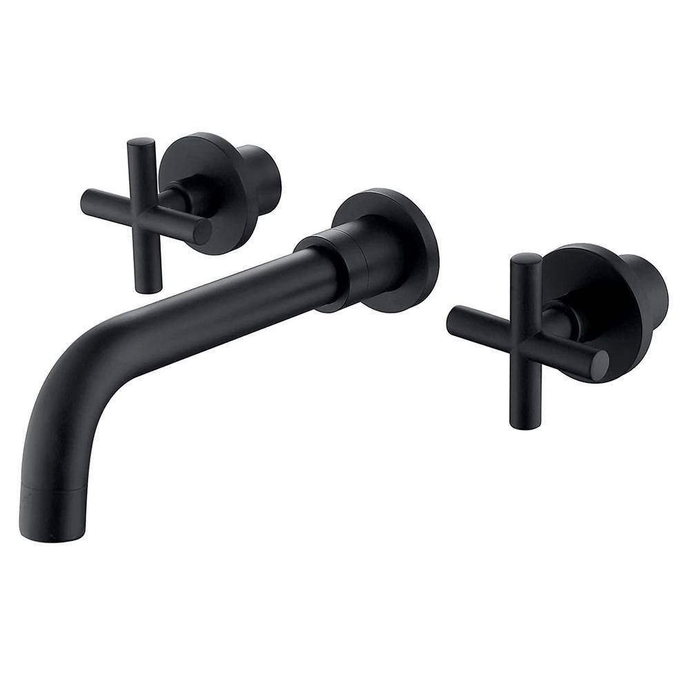 Double-Handle Wall Mounted Bathroom Faucet Brass 3-Holes Bathroom Sink Vanity Faucets in Matte Black price history on PriceWatchPro