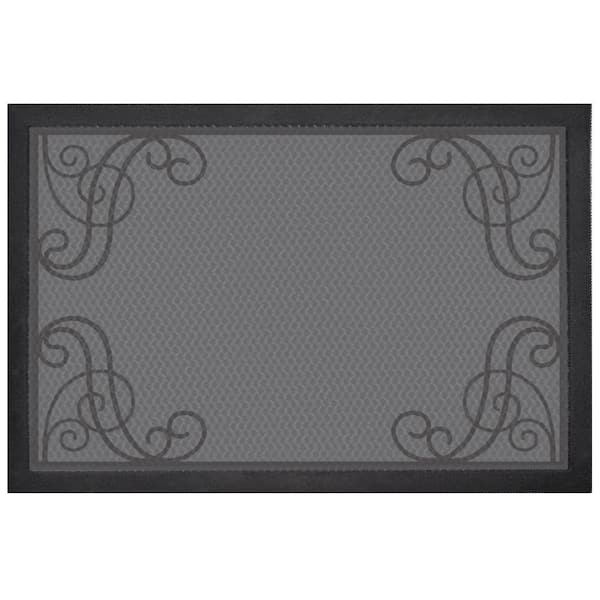BERNINI FOUNTAINS Aqua Indoor Outdoor Mat IronBorder Gray 24 in. L x 5 in. W