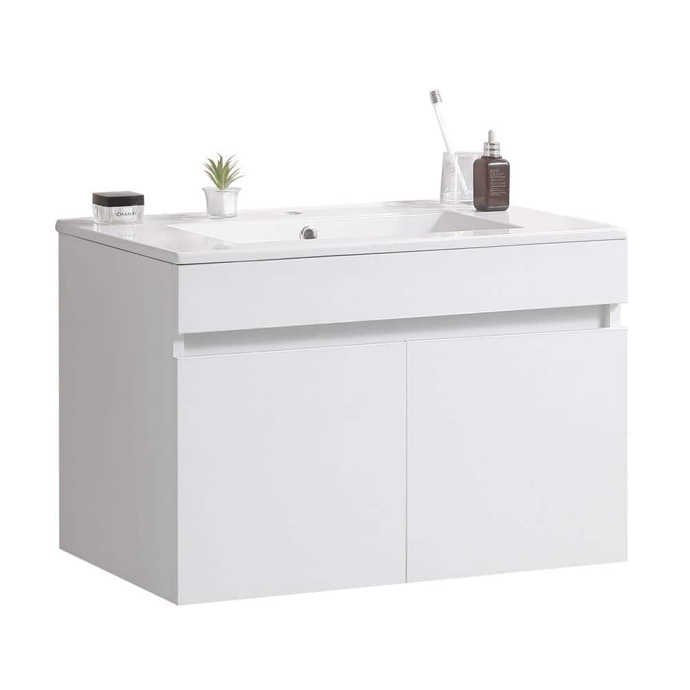 24 in. W x 18 in. D x 19 in. H Single Sink Wall Mounted Bath Vanity in ...