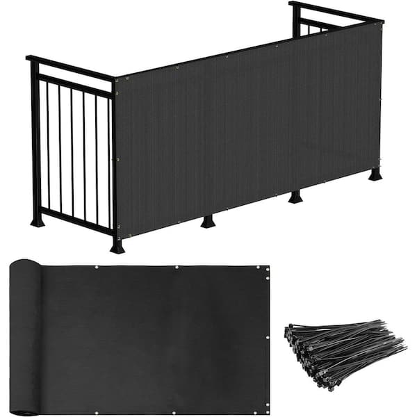 Cubilan 3 ft. x 15 ft. Deck Balcony Privacy Screen for Deck Pool Fence Railings Apartment Balcony Privacy Screen, Black