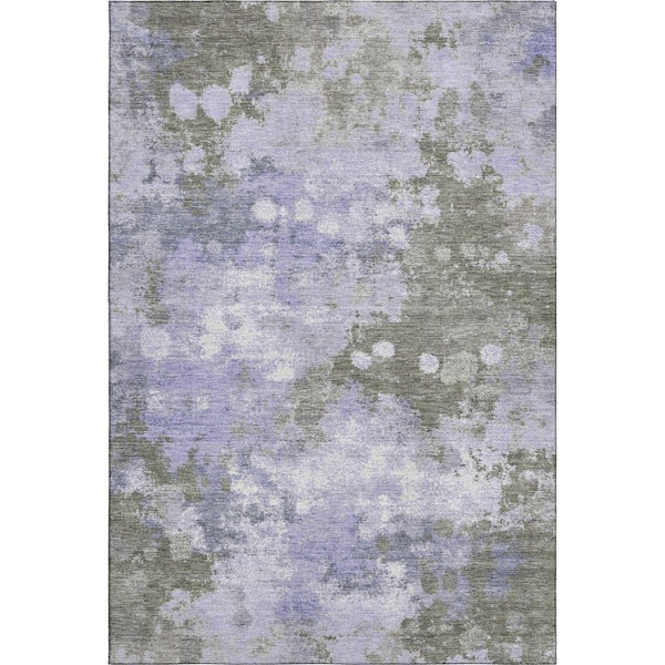 Mayfield Premium Machine Washable Abstract AMF1992 Lavender 3 ft. x 5 ft. Area Rug