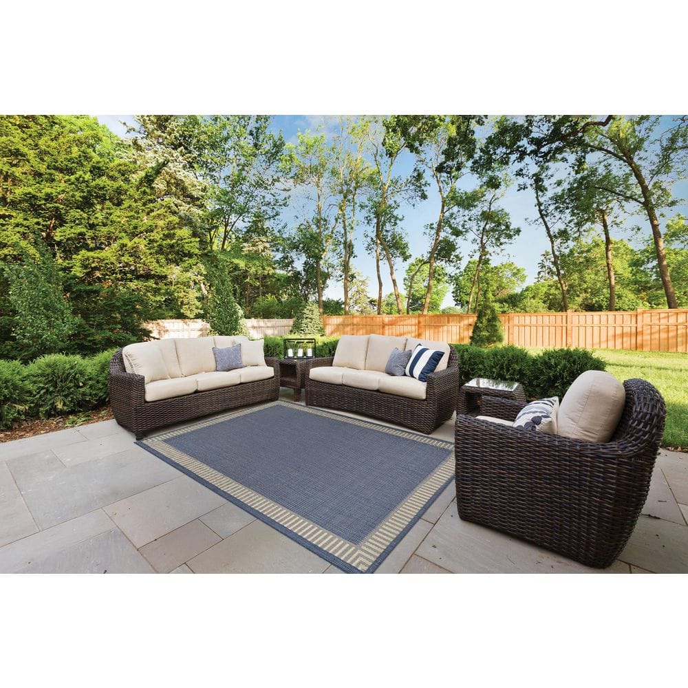Recife Wicker Stitch Black-Brown 5 ft. x 8 ft. Flatwoven Solid Rectangle Indoor/Outdoor Area Rug - thumbnail 7